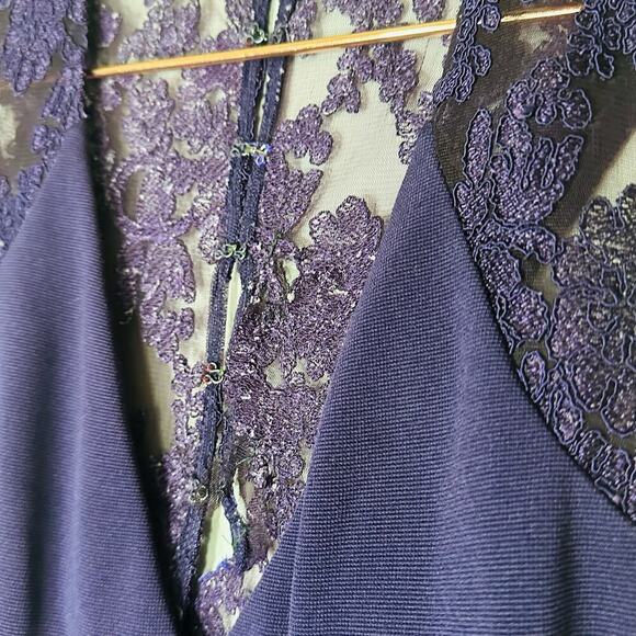 JS COLLECTION Eggplant Purple Lace Back Mermaid Ottoman Style Gown Dress - Picture 10 of 16